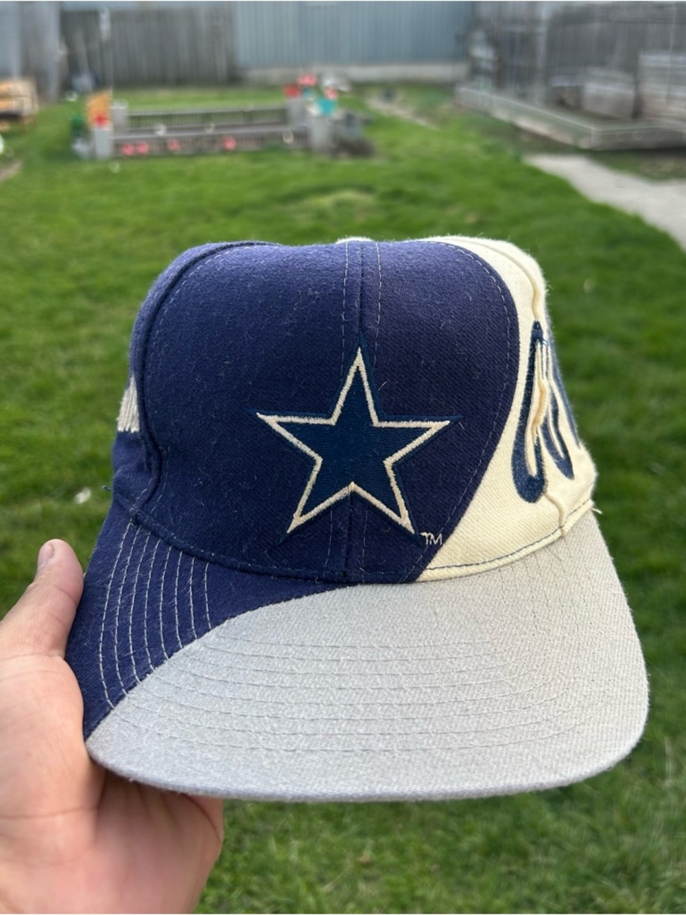 Vintage 90’s Dallas Cowboys Wrap Around Snapback Hat Blue White